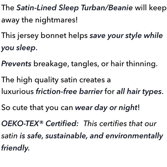 NIB Kitsch Satin Lined Sleep Beanie Hair Care Bonnet Accessory - Picture 5 of 5